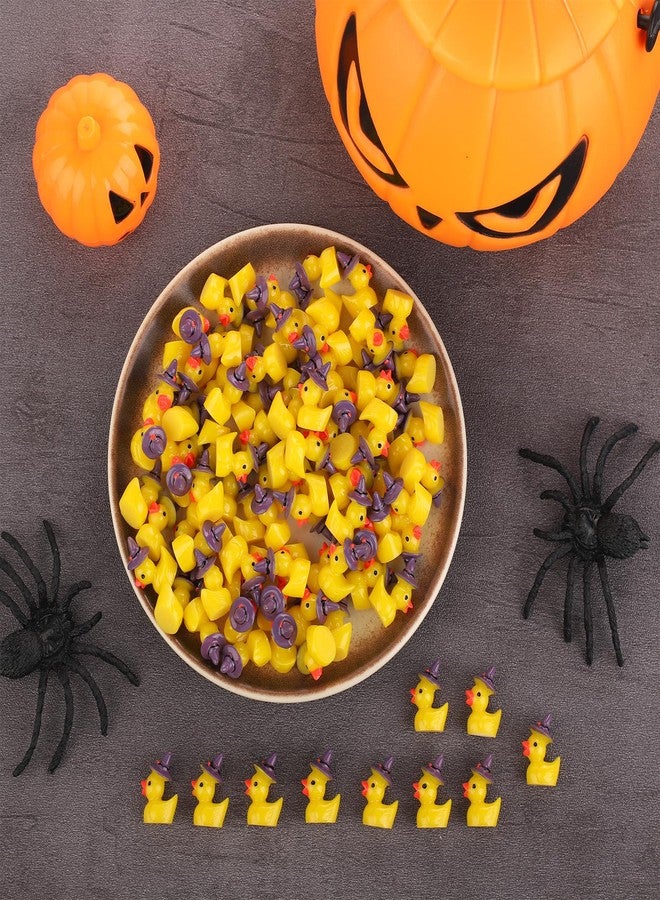 XIHIRCD 100pcs Mini Resin Ducks Bulk, Miniature Halloween Ducks Small Witch Hat Resin Duck Figurine Tiny Resin Ducks for Crafts School Halloween Decoration (1 Style) - Image 3